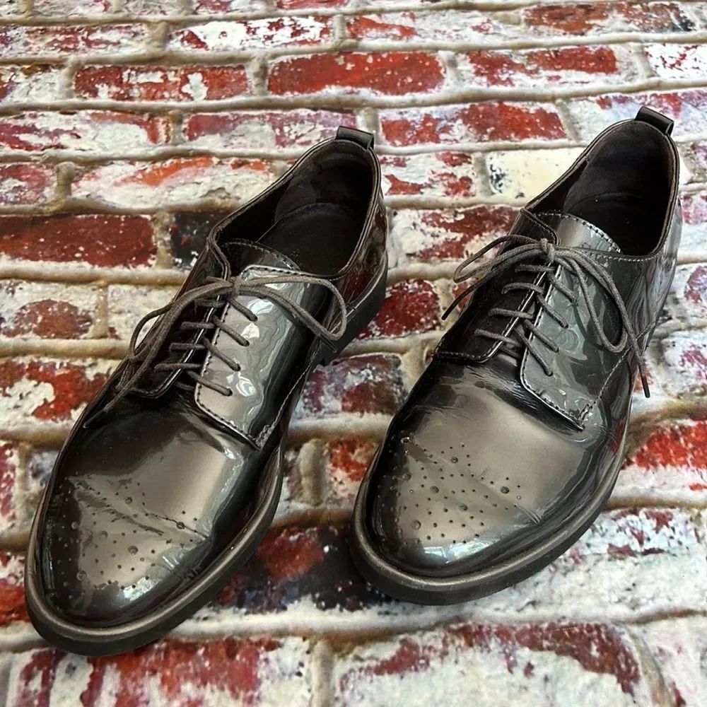 * AGL attilio giusti leombruni dark gray patent loafers